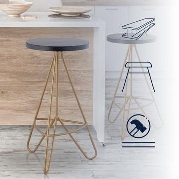 Trinity 30" Modern Industiral Iron Tripod Backless Bar Stool - JONATHAN Y